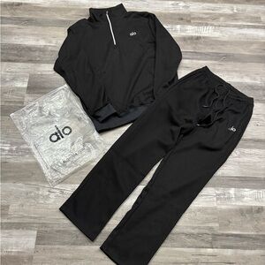 Alo Yoga Black Quarterzip Tracksuit Set